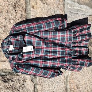 NWT Tuckernuck Palmerston Plaid Ruffle-Hem Dress Large
